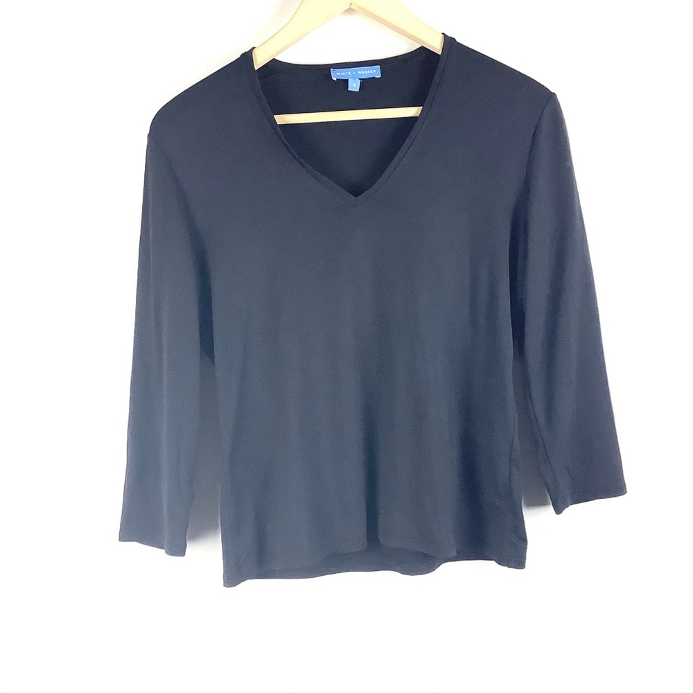 White + Warren - Basic V Neck Top - image 1